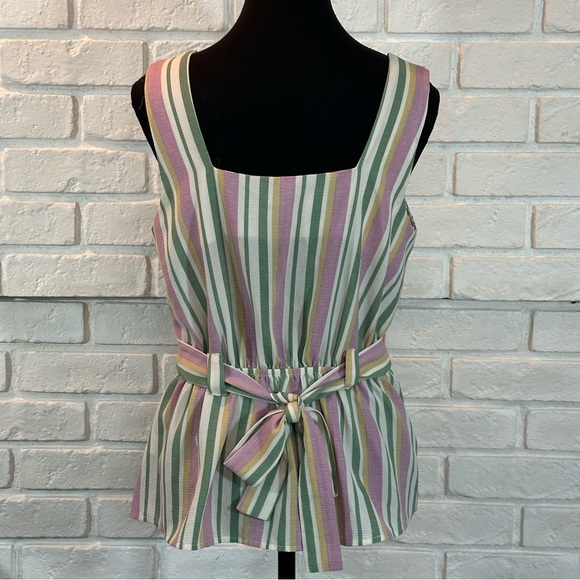 Pastel Sleeveless Top with Peplum and Tie Detail and square neckline Size L - Picture 13 of 14